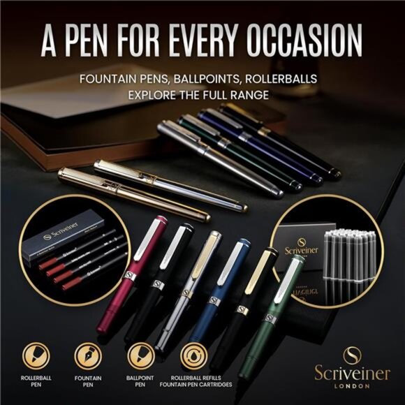 Silver Chrome Rollerball Pen - Stunning Luxury Pen with 24K  Silver Chrome Ballpoint Pen - Stunning Luxury Pen with 24K Gold Finish, Black